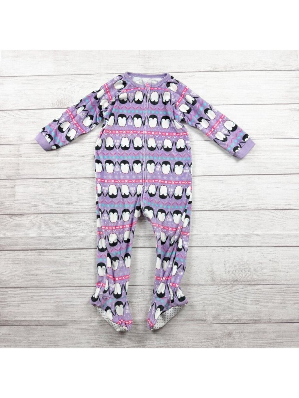 The Children’s Place Penguin Footed Pajamas Fleece Sleeper Zip Up 2T